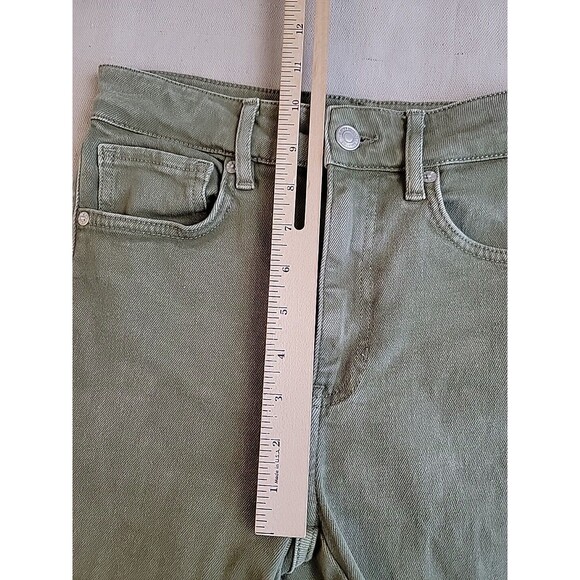 We The Free Jeans Womens Crop 26x26.5 Distressed Green Mid Rise Frayed Stretch - Picture 10 of 16